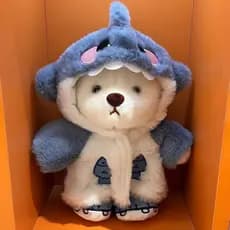 Urso de Pelúcia em Forma de Tubarão de 30cm, Brinquedo Fofo, Acompanha Roupas e Sapatos, Decoração de Brinquedo Macio VG