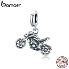 Pingente de Motocicleta Bamoer em Prata Esterlina 925, Adequado para Pulseira Original de 3mm, Acessórios DIY Scc1712 WH