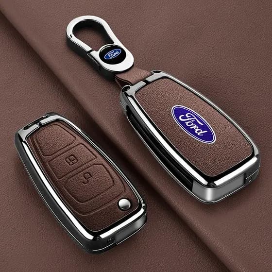 Nova capa para chave de carro em couro e liga de zinco, adequada para Ford Ranger, Mondeo, Focus, Galaxy, C-Max, S, Tran