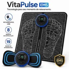 Tapete Massageador EMS Elétrico para Pés VitaPulse + Ganhe Massageador Portátil de Brinde