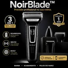 Aparador de Barba 3 em 1 Recarregável Bivolt Barbeador Elétrico Sem Fio NoirBlade™