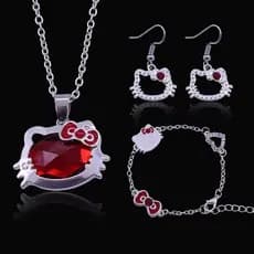 Colar, Pulseira e Brincos Hello Kitty 9ZIG