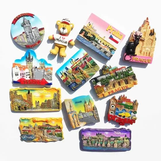 Ímãs de Geladeira 3D Feitos à Mão em Resina de Praga, República Tcheca, Presentes de Viagem, Souvenires, Colecionáveis,