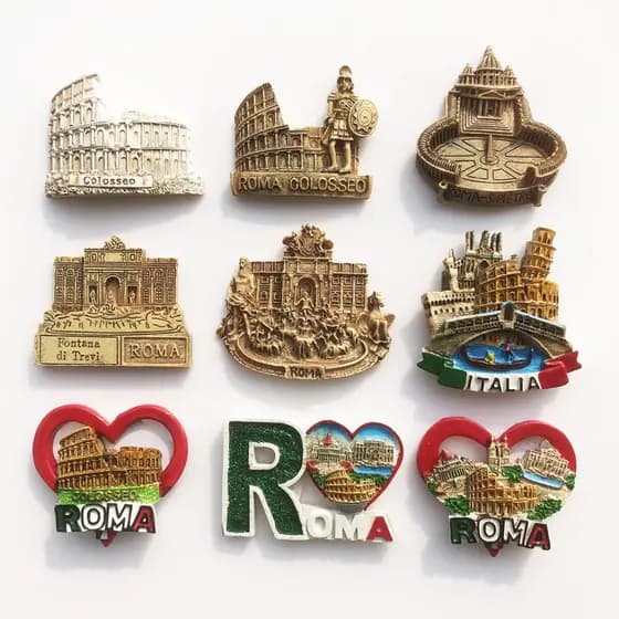 Ímã de Geladeira 3D de Resina Artesanal Italiana com Tema Coliseu e Fonte de Trevi, Decoração Criativa para Casa MTC4 SU