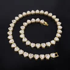 Colar de vidro em formato de coração de 11mm, incrustado com strass, estilo hip-hop moderno, adequado como acessório ou