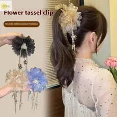 Presilha de Cabelo EONE Fashion Flower para Mulheres e Meninas, Presilha para Rabo de Cavalo, Acessório de Cabelo Elegan