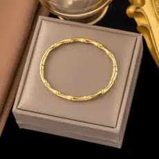 Pulseira de bambu para mulheres HT Niche Design, com fecho resistente, pulseira de aço inoxidável de titânio, adequada c