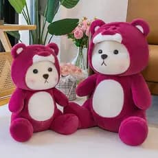 Urso Morango Lina, urso com chapéu, urso de pelúcia com capuz, brinquedo de pelúcia THOG X2QZ