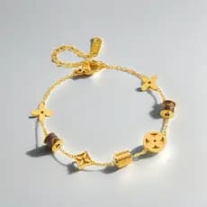 Pulseira de aço titânio de alta qualidade HT, design de flor de quatro folhas, cintura fina, joia de aço inoxidável 0JLI