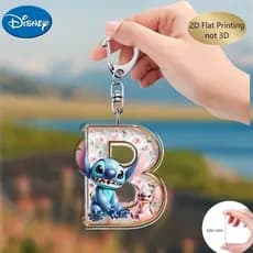 1 Peça Disney Stitch Letras Azuis Acrílico Impressão 2D Pingentes Exquisitos Acessórios/Chaveiros/Presentes para Carro A