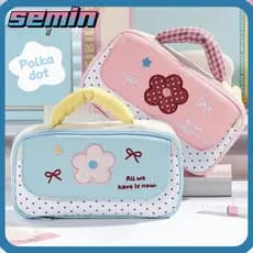 Bolsa de Papelaria SEMIN, Porta-Canetas com Zíper, Estojo para Canetas com Múltiplos Compartimentos e Alça Macia para Us