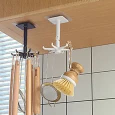 Rotação Multifuncional 360°Gancho cozinha espátula colher Rack de armazenamento pendurado na parede cabide de parede sem
