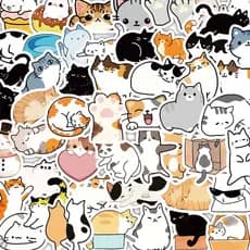52 adesivos fofos de gatinho de desenho animado, adesivos de Graffiti de geladeira