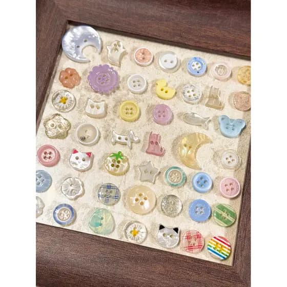 Botão caixa misteriosa creme ins estilo bonito fresco diy jóias feitas à mão acessórios decorativos acessórios de costur