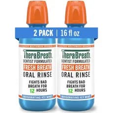 Enxaguante bucal TheraBreath Fresh Breath, sabor menta gelada, sem álcool, 16 fl oz (pacote com 2) CUWS