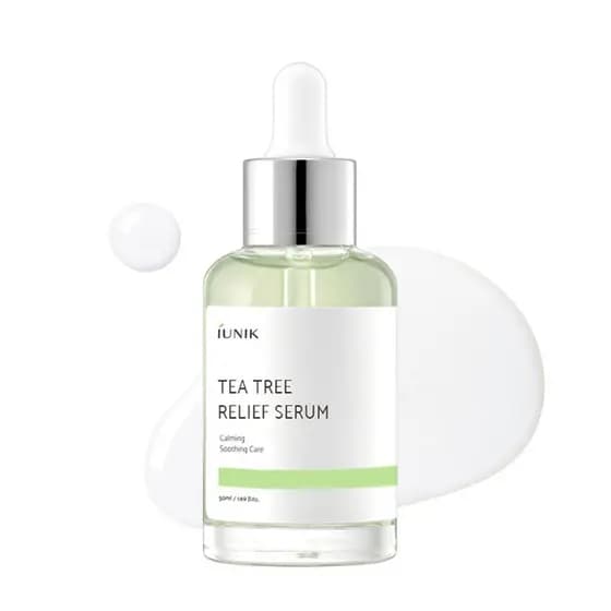 IUNIK Tea Tree Relief Serum – Ampola Vegana Leve com Tea Tree e Centella Asiatica para Alívio, Calmante e Equilíbrio de