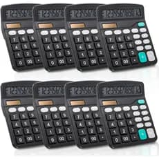 Calculadora de Mesa Noamus, Pacote com 8 Unidades, 12 Dígitos, Calculadoras Básicas com Bateria Solar, Calculadoras Elet