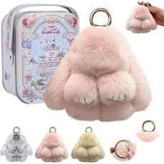 Chaveiro de Coelho, Chaveiro de Coelho com Lata, Chaveiro de Coelho Macio Feito à Mão para Presentes de Natal, Bolsas e