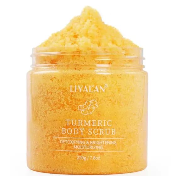 Esfoliante Corporal de Cúrcuma Liyalan, Hidratante e Esfoliante para Corpo, Rosto, Mãos e Pés, Nutre a Pele, Limpeza Pro