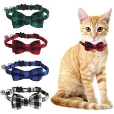 SLSON Pacote com 4 Coleiras para Gatos com Sino e Laço Fofo para Gatinhos e Cães Pequenos, Ajustáveis de 8 a 11 Polegada