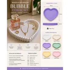 Bandeja Decorativa Coração Bubble | Organizador para Joias, Perfumes e Decoração