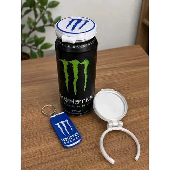 Kit Tampa Protetora + Abridor para Lata de Energético 473ml | Impressão 3D | Reutilizável