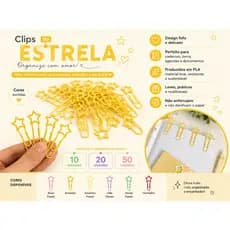 Clipes de Papel Estrela | Papelaria Delicada e Criativa 50clipes