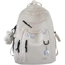 Mochila Estética e Fofa GAXOS para Escola, Viagens e Estudantes do Ensino Médio, Mochila Branca para Adolescentes e Meni