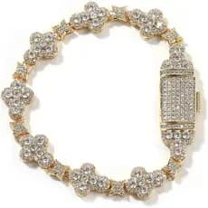 Pulseiras de Cruz Banhadas a Ouro 18K 10mm com Zircônia Cúbica 5A Brilhante, Tornozeleiras de Cruz, Pulseiras de Jesus,