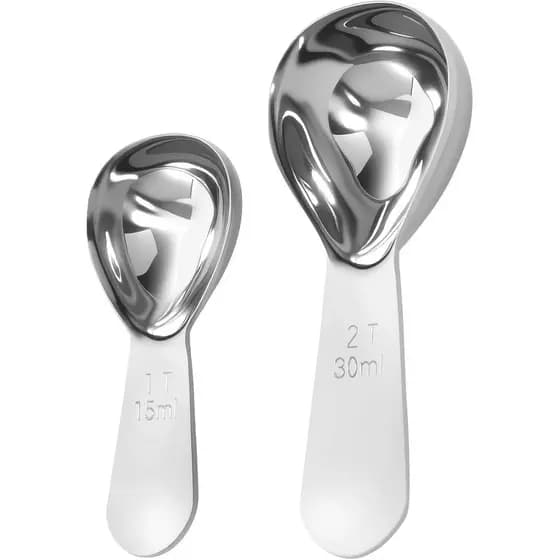 2 Colheres Medidoras de Café, Colheres de Café Premium em Aço Inoxidável 18/8, Conjunto de 2 Colheres Medidoras de Café