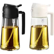 Pulverizador de Óleo para Cozinhar, Garrafa Dispensadora de Azeite 2 em 1 para Cozinha, Garrafa de Vidro Premium de 16oz