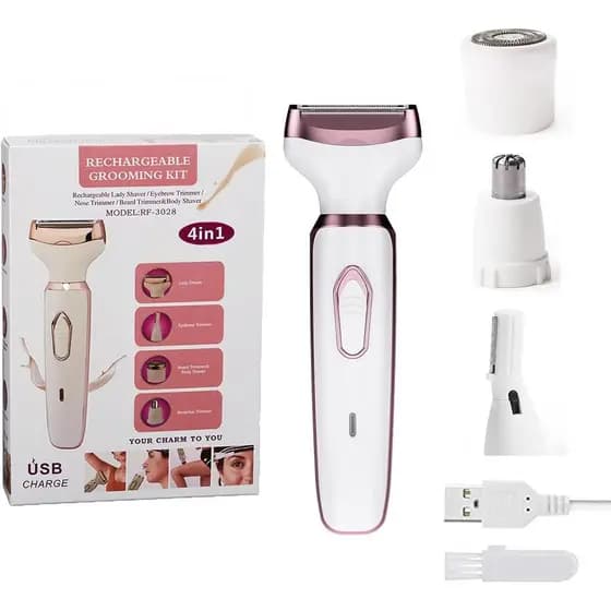 Depiladores Elétricos para Mulheres, Aparador de Biquíni 4 em 1, Lâminas para Remoção de Pelos Pubianos, Indolor e Segur