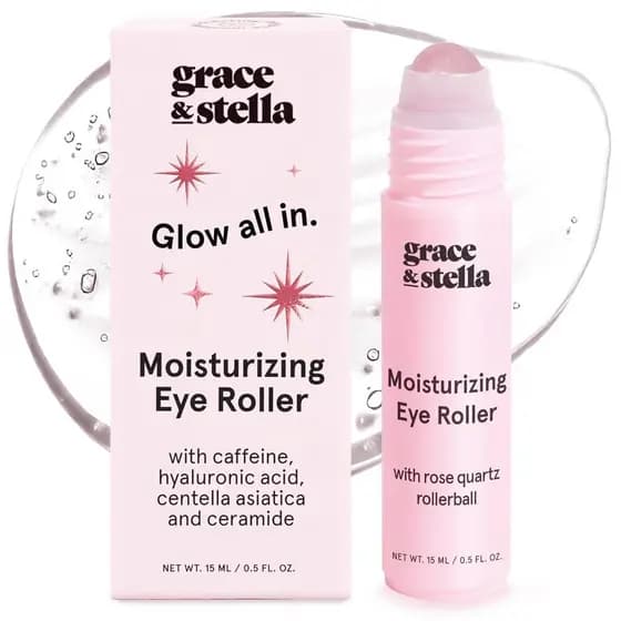 grace & stella Iluminador para a Área dos Olhos com Aplicador de Quartzo Rosa - Sérum para a Área dos Olhos com Centella