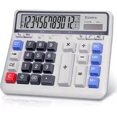 Calculadora de Mesa Comix com Alimentação Solar e Bateria, Display LCD Grande de 12 Dígitos e Teclas Grandes, Calculador