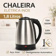 Chaleira Elétrica Aço Inox Térmica 1.8L Inox 110 e 220v