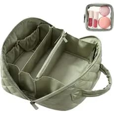 Bolsa de Maquiagem para Viagem, Grande Capacidade, Organizador de Bolsa à Prova d'Água, Bolsa de Higiene Feminina Almofa