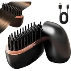 Mini Alisador de Cabelo, Escova Alisadora Portátil Recarregável, Mini Alisador de Cabelo Sem Fio 2 em 1, Com Revestiment