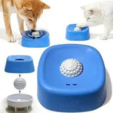 Tigela de alimentação lenta para cães com bola rolante, tigela interativa para lamber, adequada para ração úmida, água e