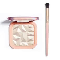 Paleta de Maquiagem Iluminadora ELESSY, Paleta de Iluminador com Glitter para o Rosto, Pó Iluminador com Acabamento Natu