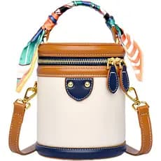 Bolsas Transversais Mini Bucket para Mulheres em Couro Vegano, Pequenas, Redondas, com Alça Redonda, Bolsas de Ombro UZ4