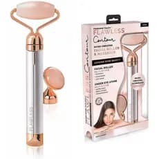 Rolo e Massageador Facial Vibratório Finishing Touch Flawless Contour, Quartzo Rosa WZZV
