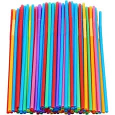 200 Canudos Longos Flexíveis de Plástico Colorido. (0,23'' de diâmetro e 10,2" de comprimento) B1DM