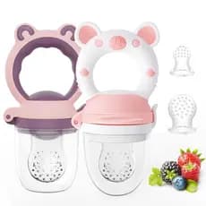 Mordedor/Alimentador de Frutas Congeladas para Bebês, Brinquedo Mordedor para Bebês 4M+, Bolsa e Bico de Silicone Sem BP