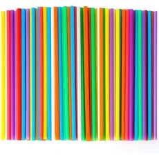 500 Canudos Plásticos Descartáveis Coloridos para Beber. (0,23'' de diâmetro e 8,26" de comprimento) - 8 Cores MVVR