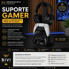suporte gamer, suporte para controle, suporte para headset, organizador gamer, suporte para fone, setup gamer, impressão