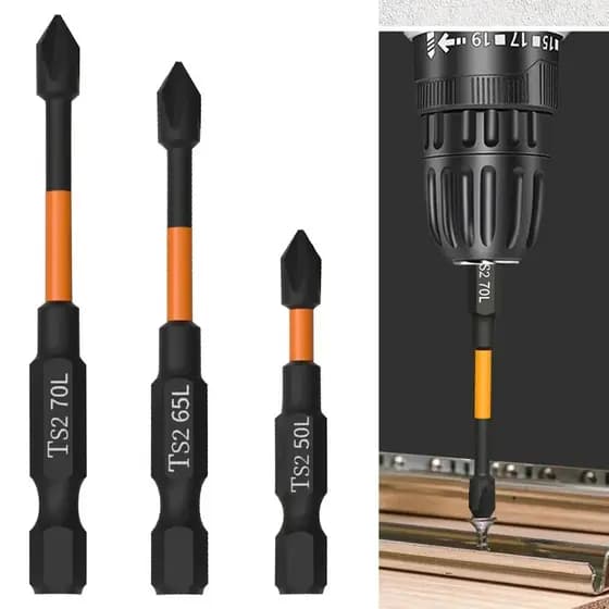 3PC Laranja S2 Impacto Forte Magnético Anti Deslizamento 50-70mm Broca De Mão Elétrica Cruz Chave De Fenda Bit Ferrament
