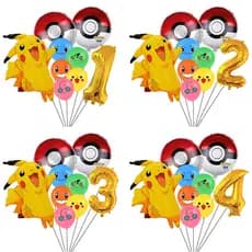 Conjunto de balões de aniversário Pokémon Go Pikachu com 9 peças, equipado com decorações de números em folha metálica U