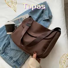 Bolsa Transversal Feminina, Grande Capacidade, Estilo Japonês, Leve, Cor Sólida, Bolsa de Ombro de Nylon SE7M