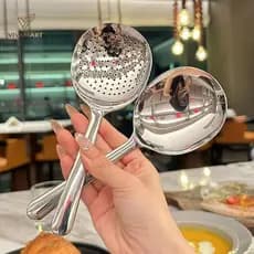 Vivamart Conchas De Aço Inoxidável Para Servir Sopa Arroz Servindo Colher Dreno Buraco Alça Com Isolamento Térmico Utens