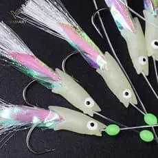Vivamart 5 Pçs Isca Artificial Laser Pele De Peixe Espanhol Maerel Gancho Luminoso Pesca Sabiki Equipamento Corda Para D